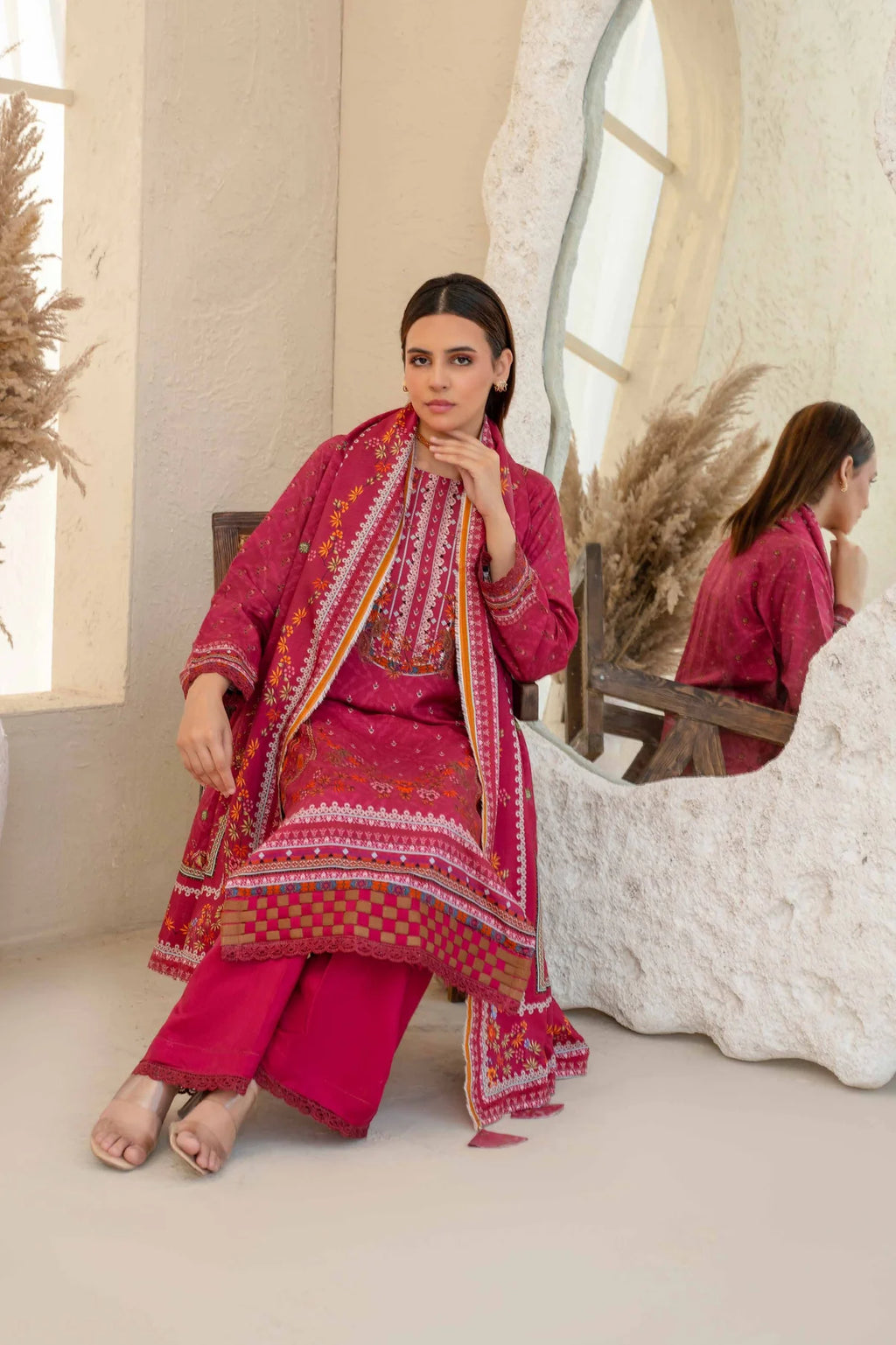 Esha Eshal by Bin Ilyas Premium Printed Viscose 3PC D1