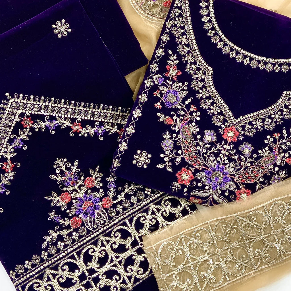 Maria B Sweet Velvet Embroidered 3PC D1