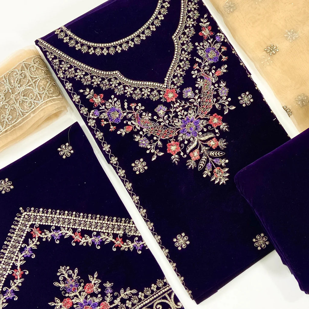 Maria B Sweet Velvet Embroidered 3PC D1