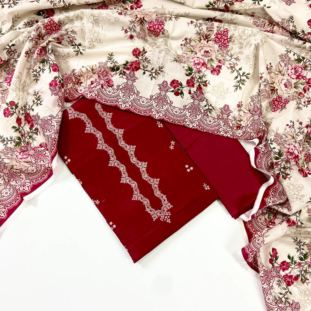 Mausummery Digital Printed Khaddar 3 PC D12