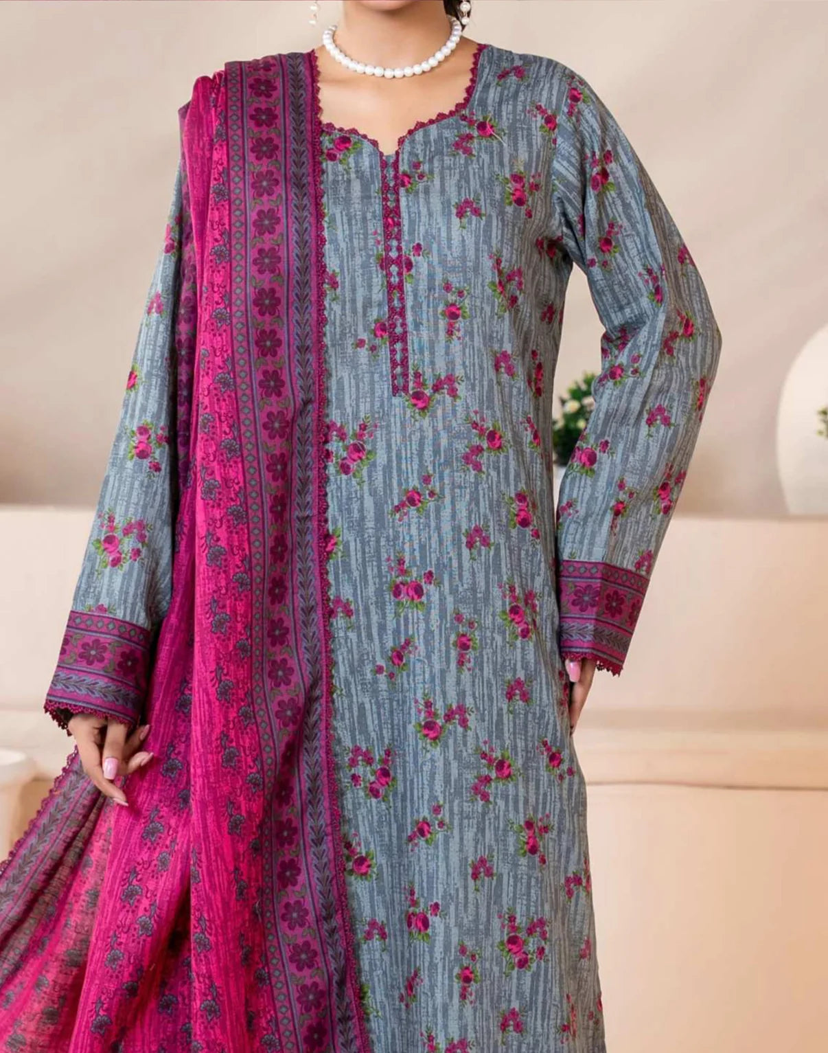 Mehnaz Airjet Printed Khaddar 3PC D1 08