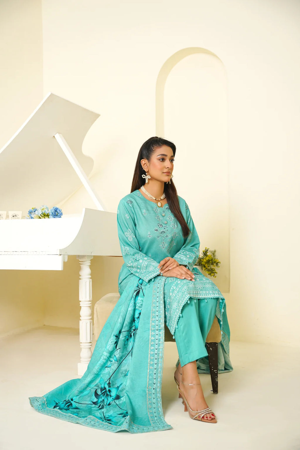 Narm o Nafees By Anaya Noor Embroidered Viscose 3PC D9