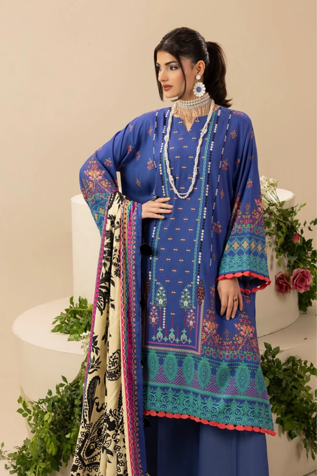 Paltar Printed Slub Linen 3PC D1