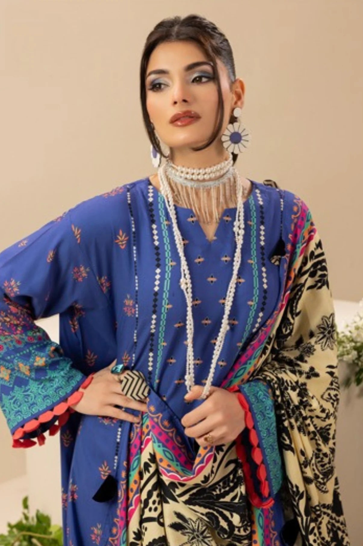 Paltar Printed Slub Linen 3PC D1