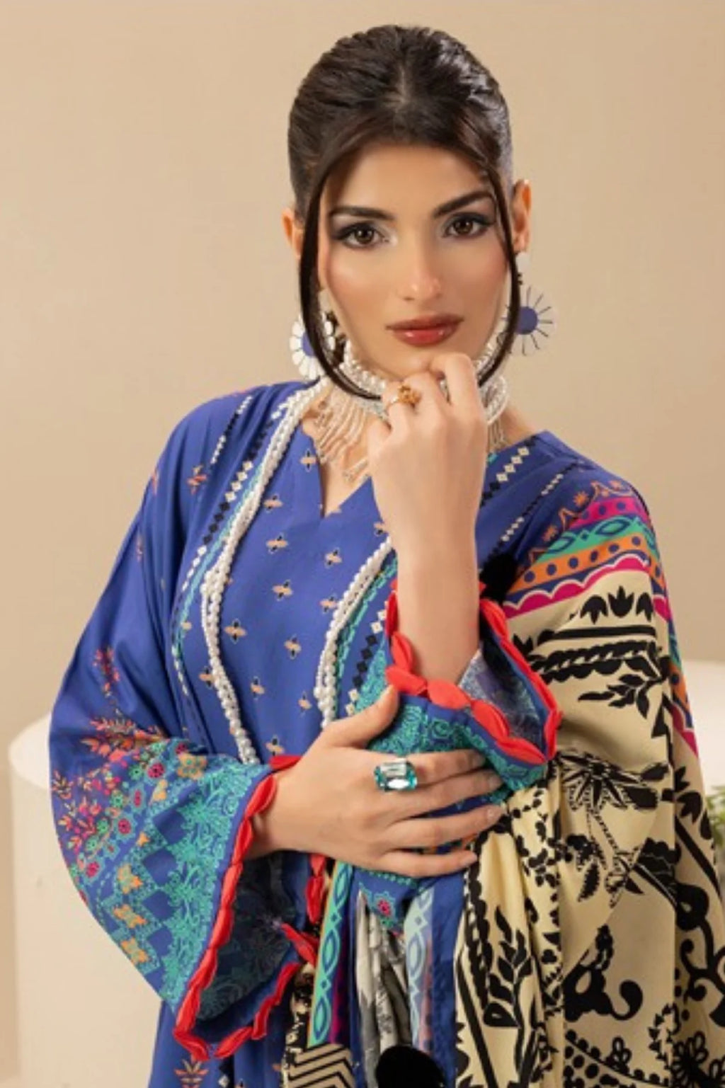 Paltar Printed Slub Linen 3PC D1