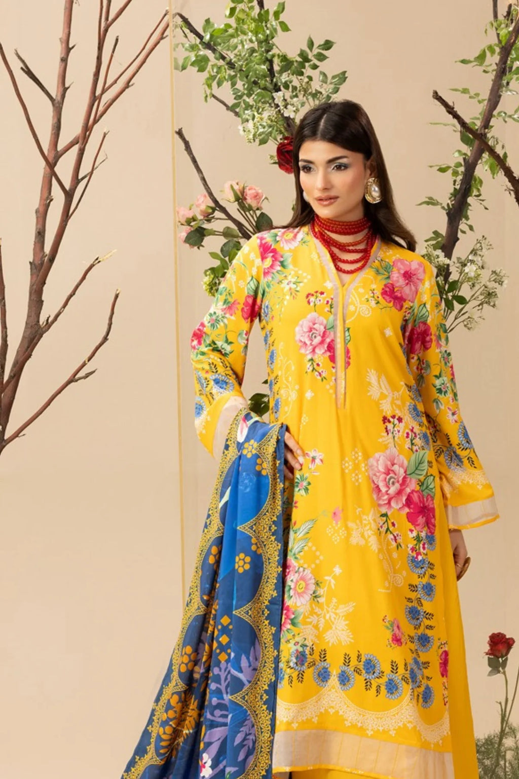 Paltar Printed Slub Linen 3PC D2