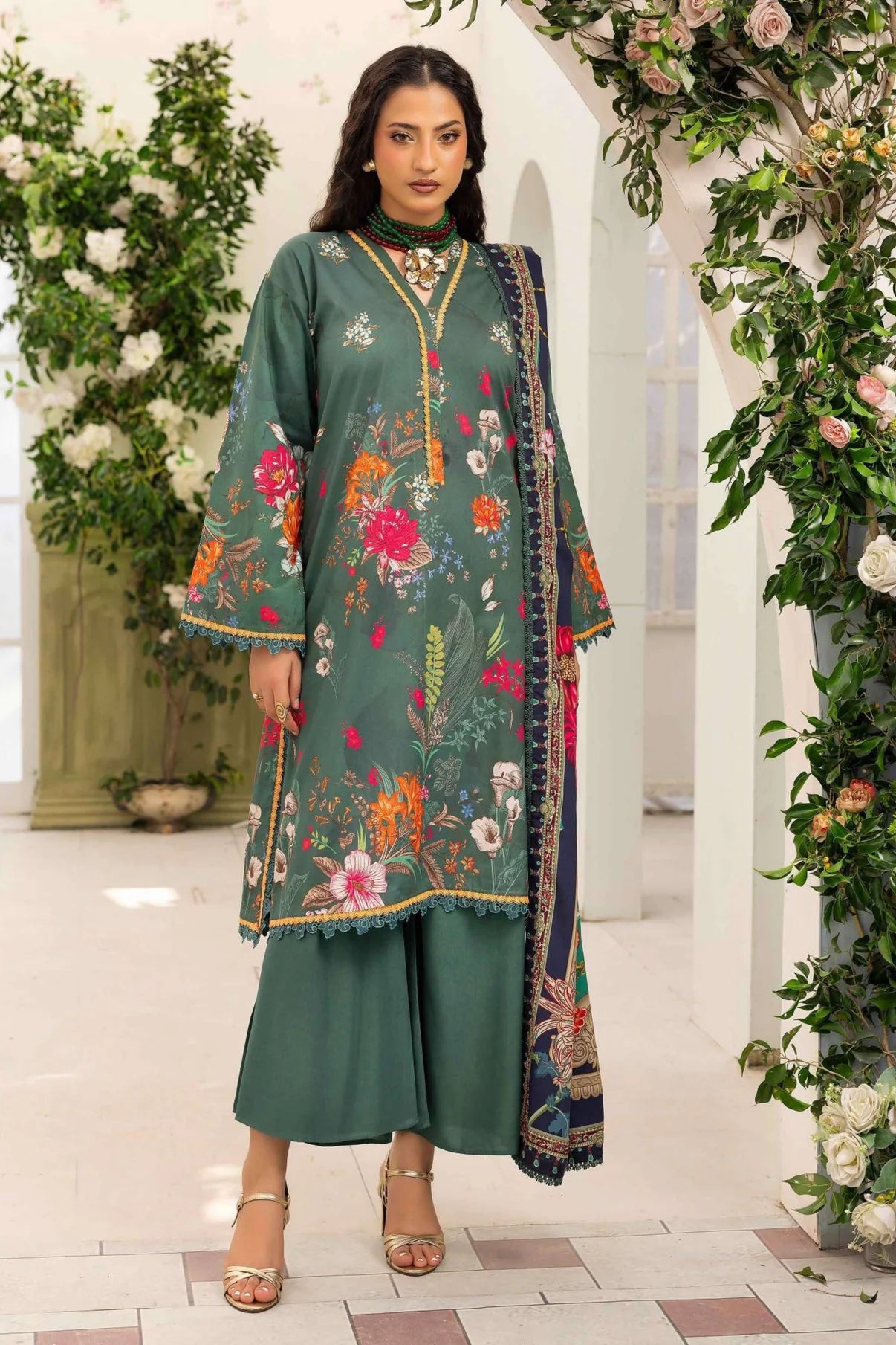 Raiha Digital Printed Linen 3PC D2