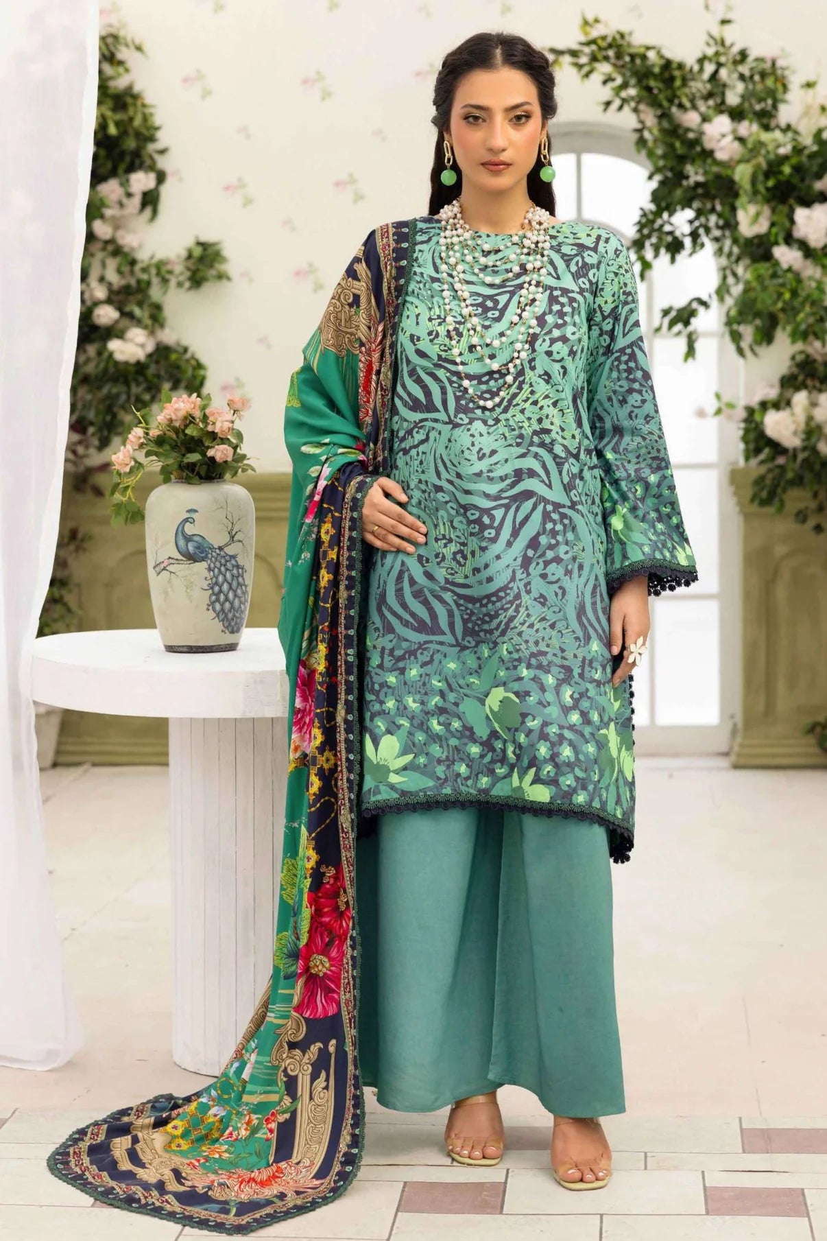 Raiha Digital Printed Linen 3PC D4